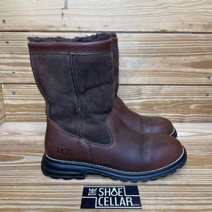 UGG Australia Womens Brooks Winter Boots Brown Sheepskin Mid Calf Pull On 7